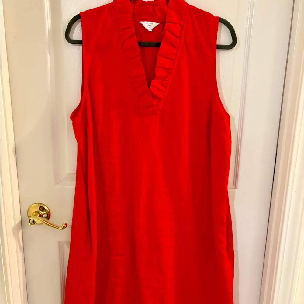 Crown & Ivy Red Ruffle V-Neck Top